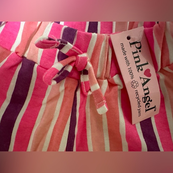 NWT Pink Angel 4T Girls Shorts Pink White Purple Stripes - Picture 3 of 6